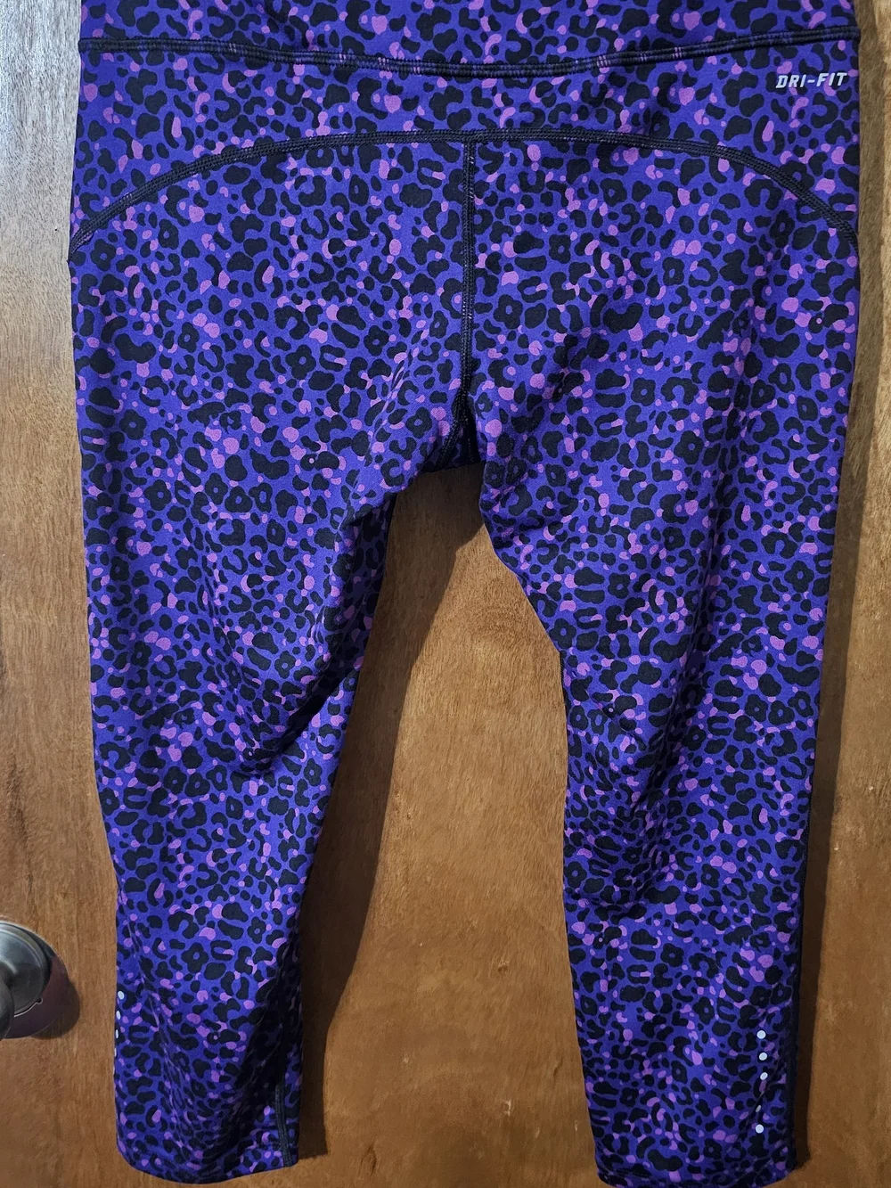 Nike Purple and Black Leopard Dri-FIT Capris